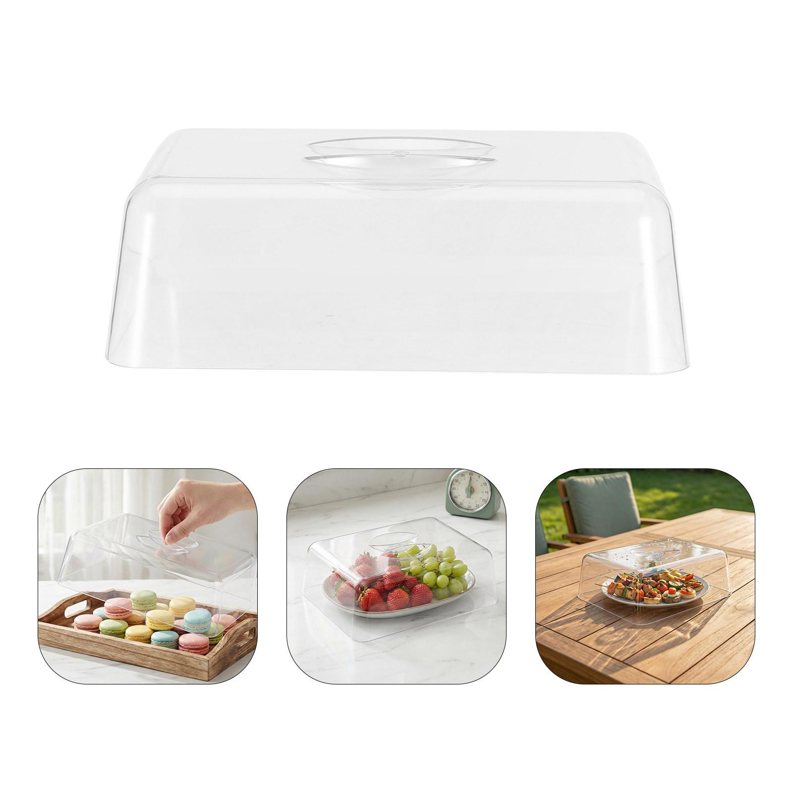 Clear Plastic Rectangular Cake Dome Cover 21.5x16.5cm Transparent Food Dome Cloche Display Lid Serving Platter Cover Cheese 16.7X10.2X5.5CM
