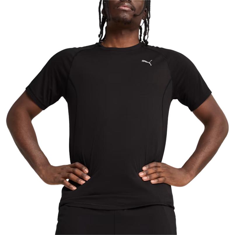 Puma Logo Round Neck Raglan Short Sleeve T-Shirt Men Tops Black 52724101