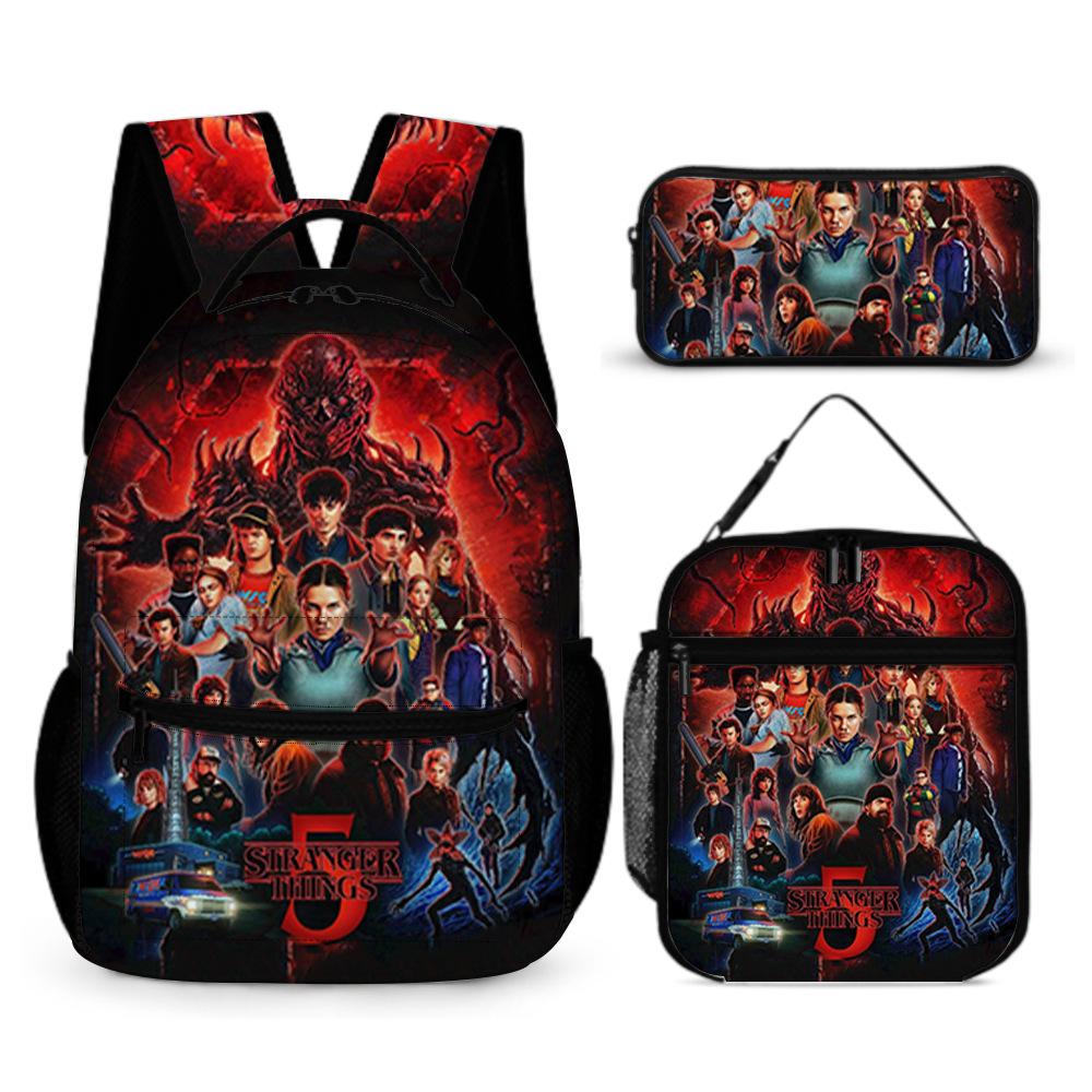 Школьный рюкзак Stranger Things 5 для учеников, 16 дюймов, сумка со стикерами, рюкзак Stranger Things 5, большая вместимость, на плечи студента pencil case