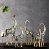 Simulation Animal Sculpture Giraffe Mother and Child Painted Animal Statue Modern Home Decoration Golden Handicraft Ornaments
