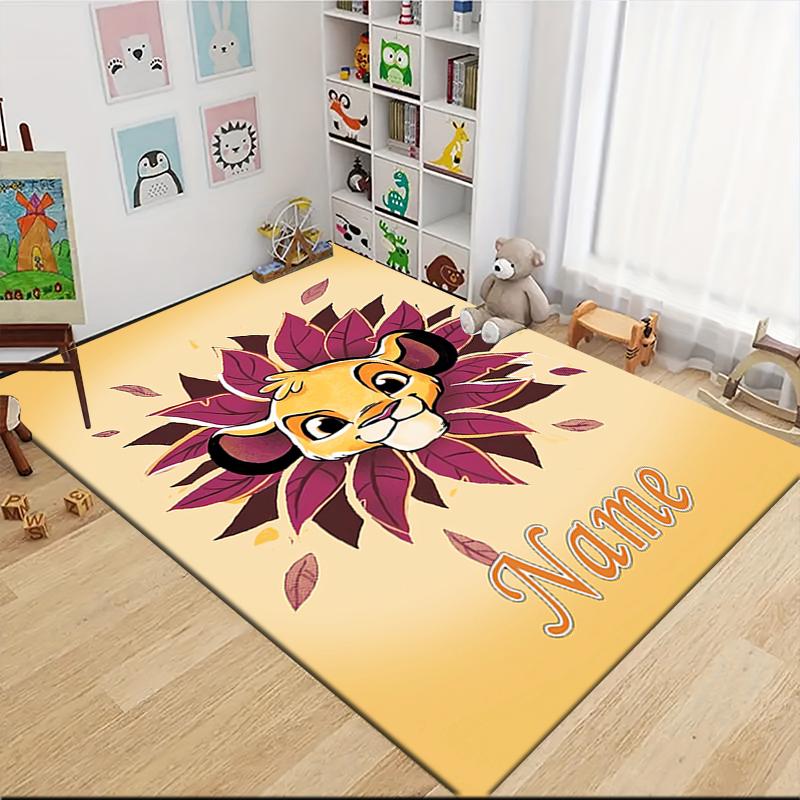 Custom Name Lion Sunset Majesty Carpet Rug Customizable Soft Washable Anti-Slip Home Living Room Sofa Mats Personalized Rug. 0909306