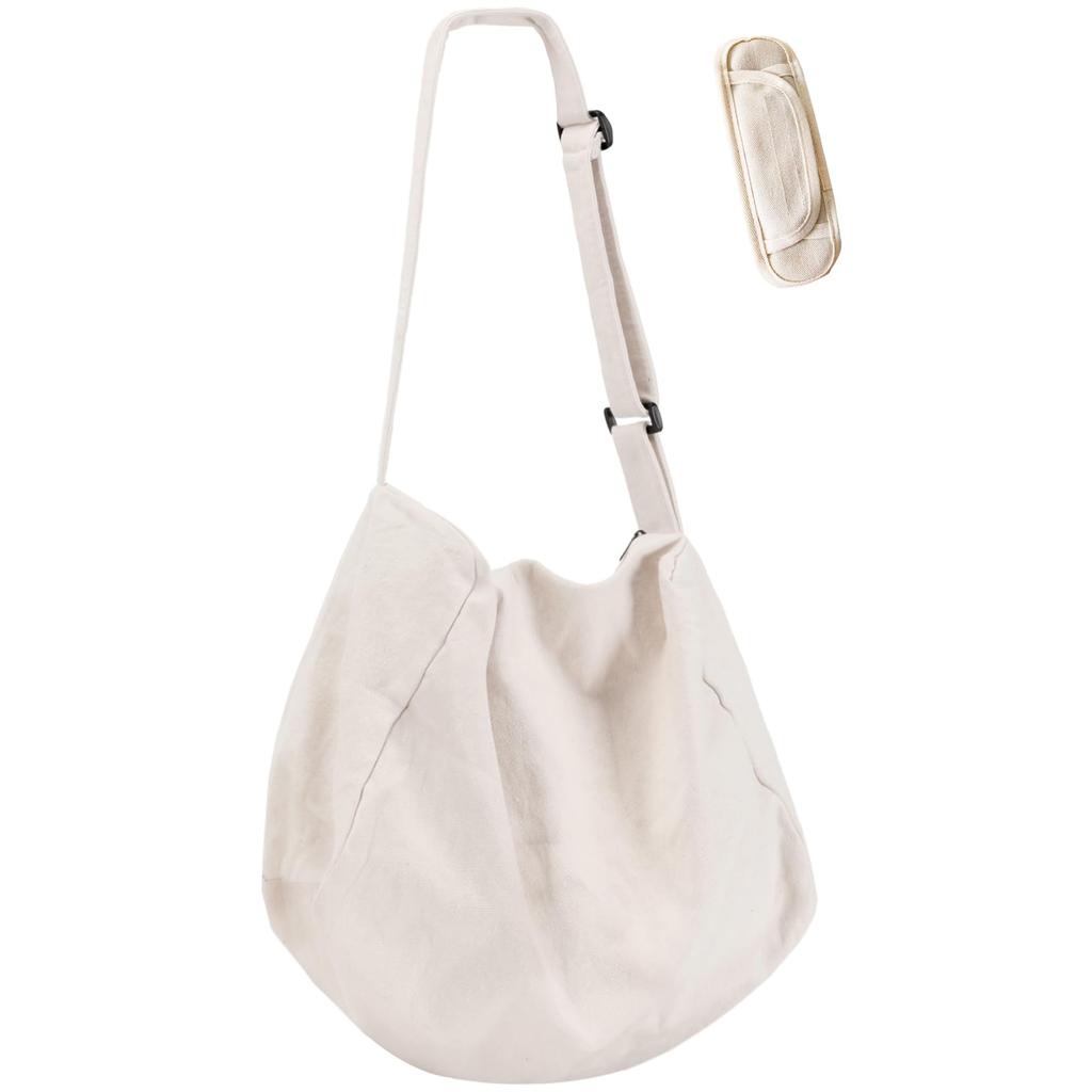 ARIALK Canvas-Tragetasche, Schultertasche mit großem Fassungsvermögen, Canvas-Tote, A4-Format, Canvas-Tragetasche für Herren und Damen, Unifarben, Mit Reißverschluss (beige)