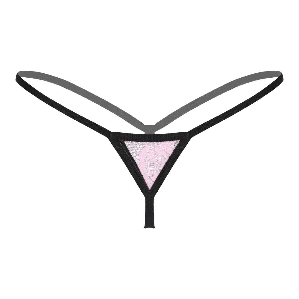 Womens See Through Lace Micro Thongs G-String Low Waist Elastic Waistband T-Back Lingerie Underwear