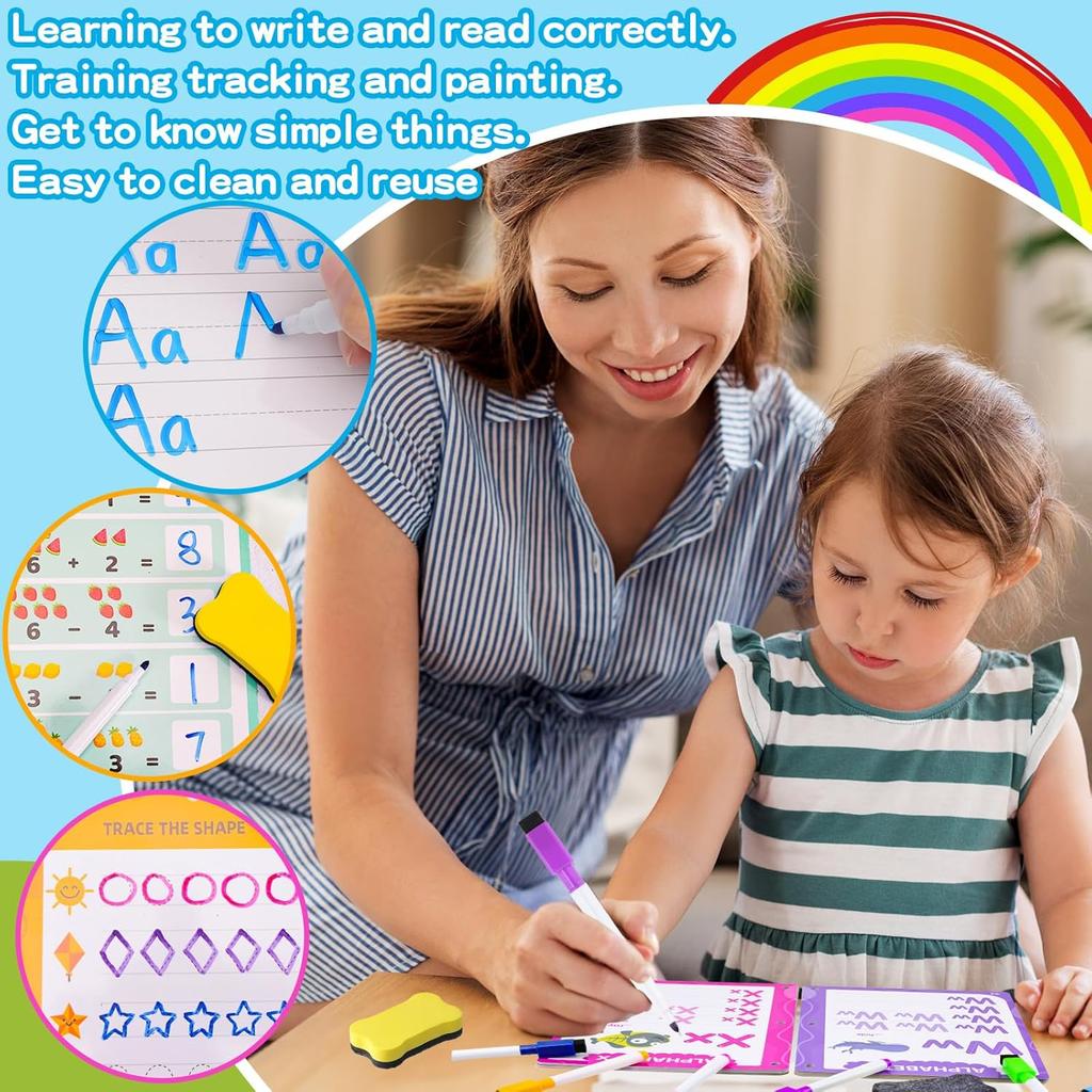 Preschool Learning Activities, 62 Pages Educational Workbook for Kids, Handwriting Practice, Montessori Toys, Autism Materials, Alphabet Learning,