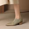 Fashion 2025 Autumn New Women's High Heels Knitted Shallow Mouth Single Shoes Female Comfortable Thick Heel Women's Shoes Zapatos Mujer