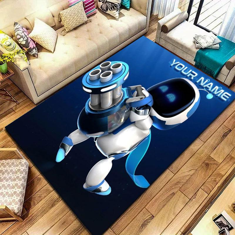 ASTRO BOT Benutzerdefinierter Name Teppich für Wohnzimmer Schlafzimmer Zuhause Sofadekoration, Kinderspiel Rutschfeste Bodenmatte