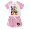 Kids' Summer Sports Two-Piece Set: Color Block T-Shirt & Shorts