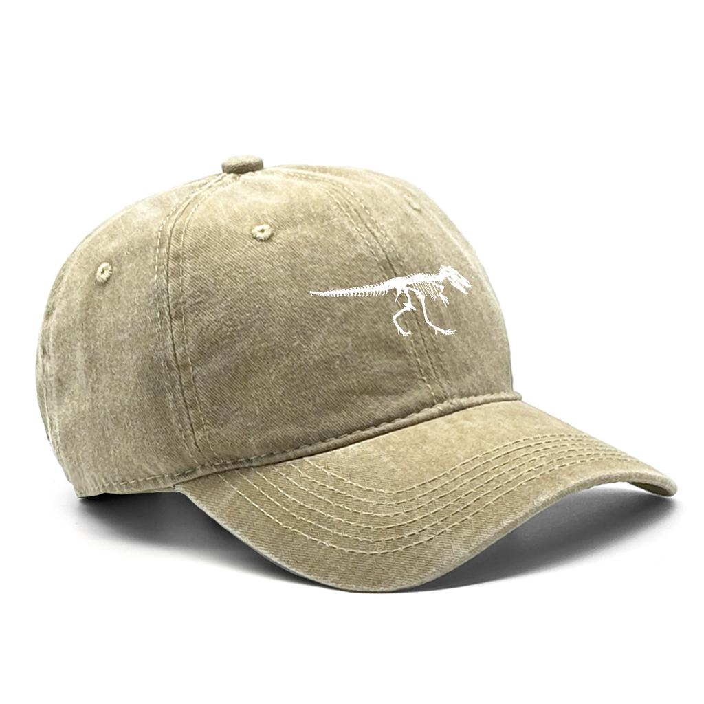 Skeleton Dinosaur Print Baseball Cap Adjustable Snapback Sun Cap Animal Sports Hat Retro Protective Hat For Unisex Women