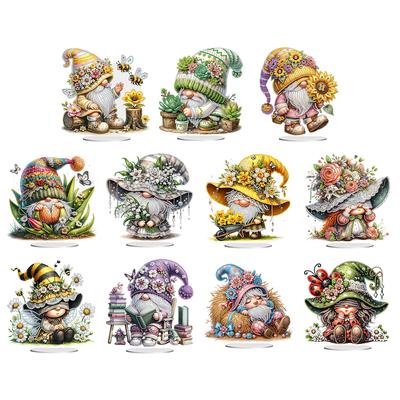 Gnome Double Sided Effect Table Top Diamond Painting Ornament Kits Cute Diamond Painting Desktop Decorations Bedroom Table Decor