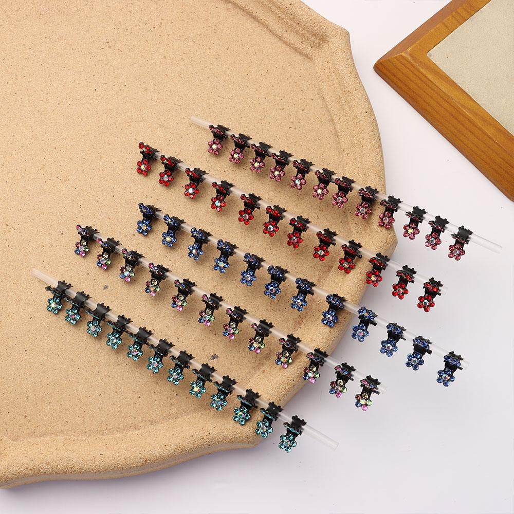 12 pcs Women Girls Rhinestone Flower Hair Claw Clips No-Slip Grip Jaw Clips Glitter Teeth Clips