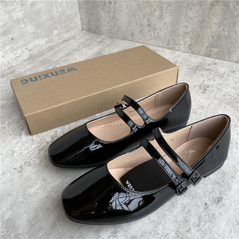 

Модная женская обувь на плоской подошве 2024 весна/лето Новые туфли Мэри Джейн Женская обувь Квадратный носок Черный Женская обувь Лоферы Женские 36 чёрный