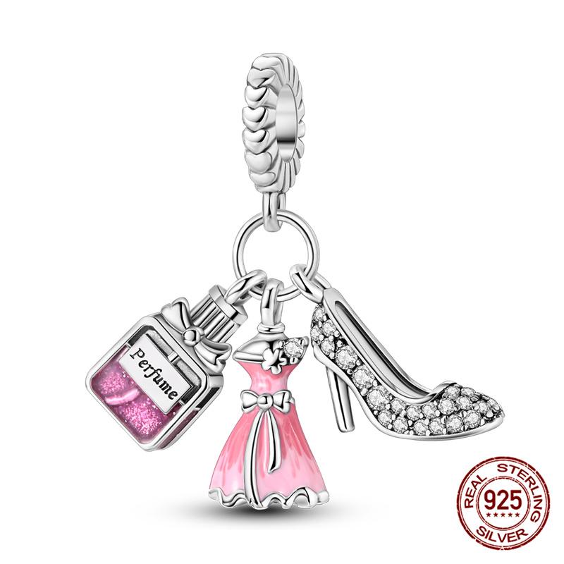 100%Copperpink Series Stars & High Heels Charms Fitoriginal Bracelets Diy Jewelry Making For Women Gift