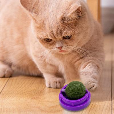 Kedi Nanesi Topu 360 Derece Dönebilen Kendinden Yapışkanlı Duvara Monte Çevre Dostu Dönen Kedi Nanesi Topu Oyuncak Evcil Hayvan Aksesuarları