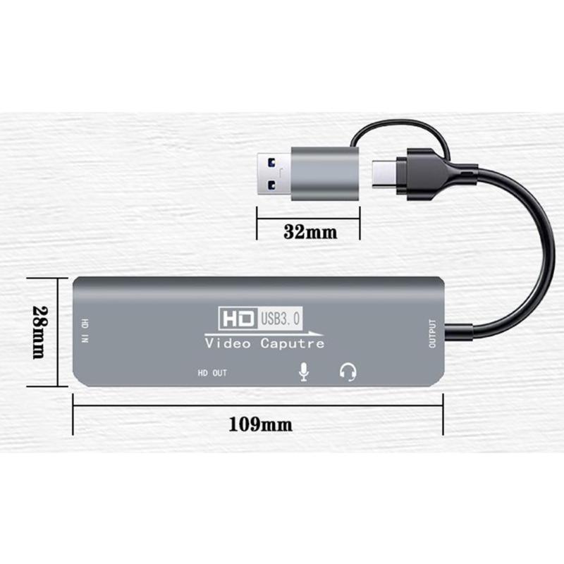 Portable 4K Video Capture Card USB3.0 Technology and Double Interfaces Design for Streaming Recording and Content Creation