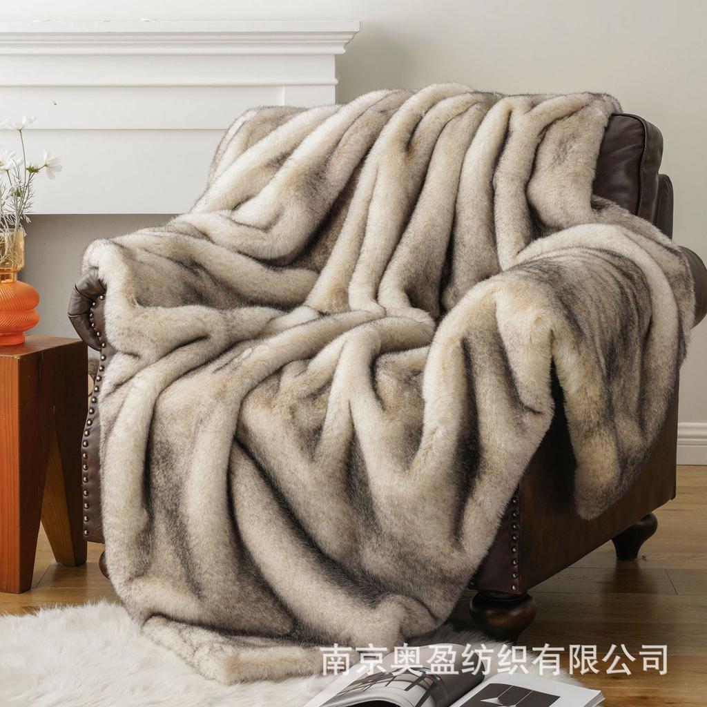 Luxury Fox Fur Throw Blanket Winter Warm Fluffy Soft Blankets Bedspread On the Bed Faux Fur Blanket Plaid Throw for Sofa Towel