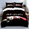 Cute Axolotl Cartoon Black Bedding Set Bedding Set (1 Duvet Cover, 2 Pillowcases, Duvet Not Included)