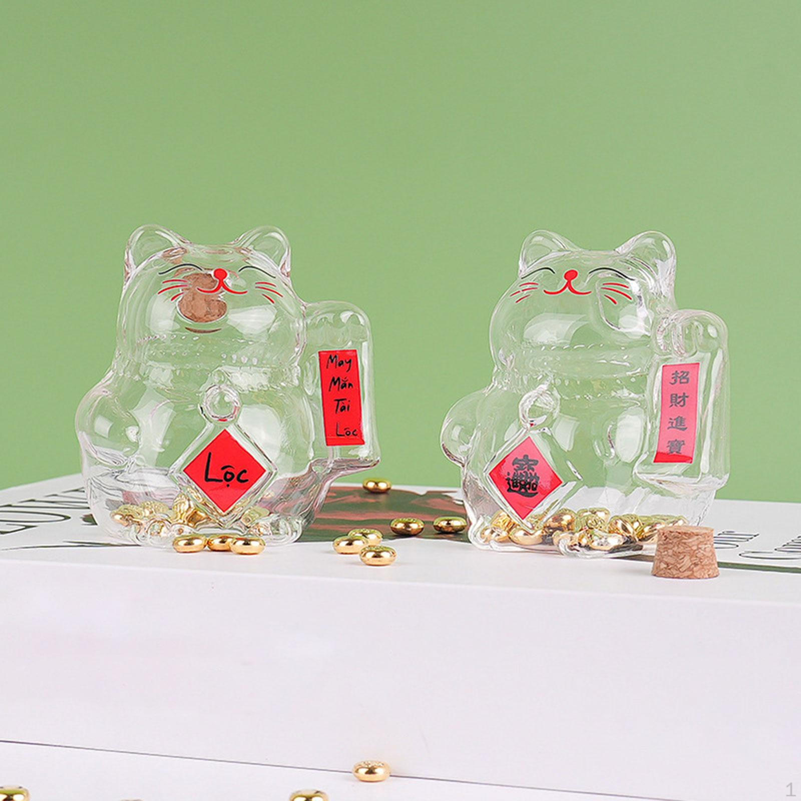 

Cat Money Box, Cute, Transparent, Empty, Versatile, Creative, Decoration, Gift for Girls, Desk Style A
