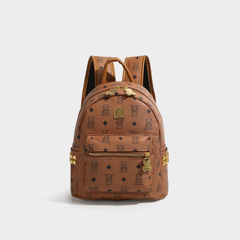 Backpack female backpack new niche leather college student schoolbag high sense large capacity female