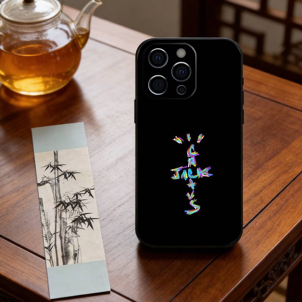 C-Cactuss J-Jack Travis Scott Phone Case For iPhone 17,16,15,14,13,12,11 Plus,Pro Max,XS,Soft Silicone Black Cover