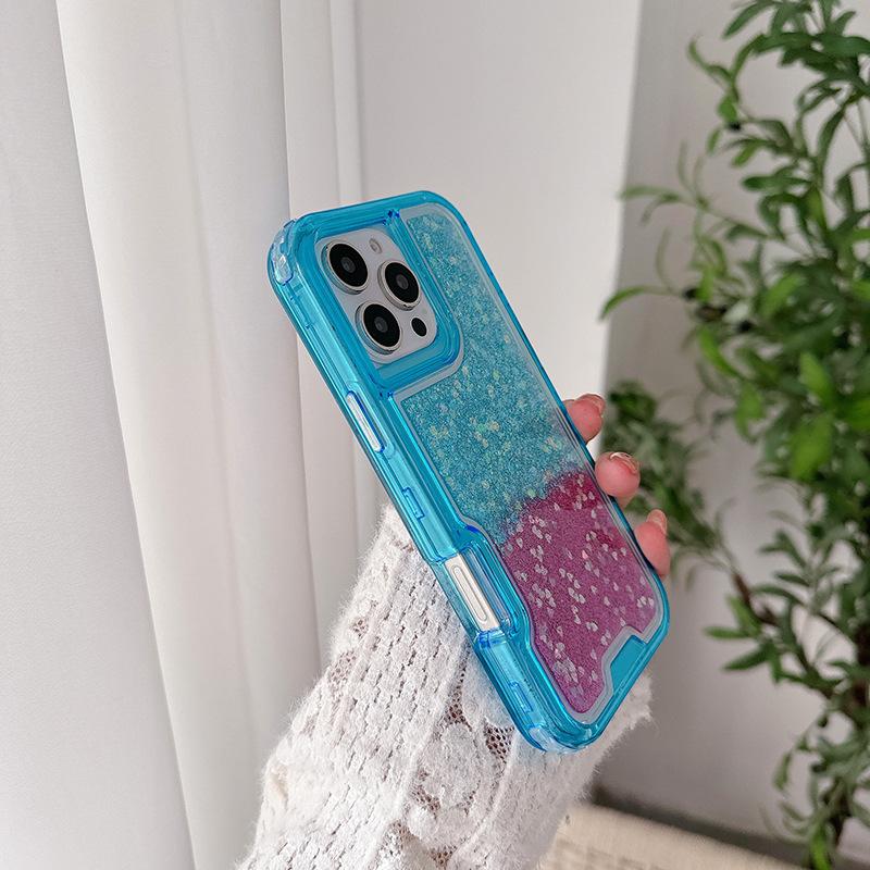 Three-proof Mobile Phone Case for IPhone16promax Colorful Three-in-one Glitter Glue Mobile Phone Case