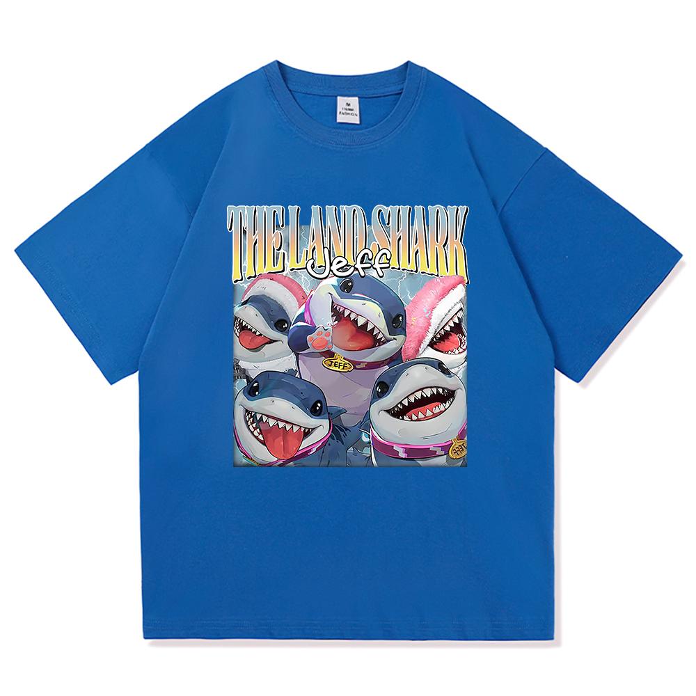 Jeff The Land Shark T Shirt Fashion 2026 Men Clothing Harajuku Unisex High Quality Cotton Tops Funny Graphic T Shirts Day Gift