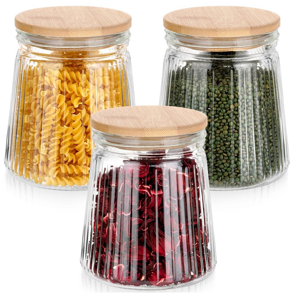 Glass Containers for Loose Products with Lid and Seal 700 Ml 3 Pcs.