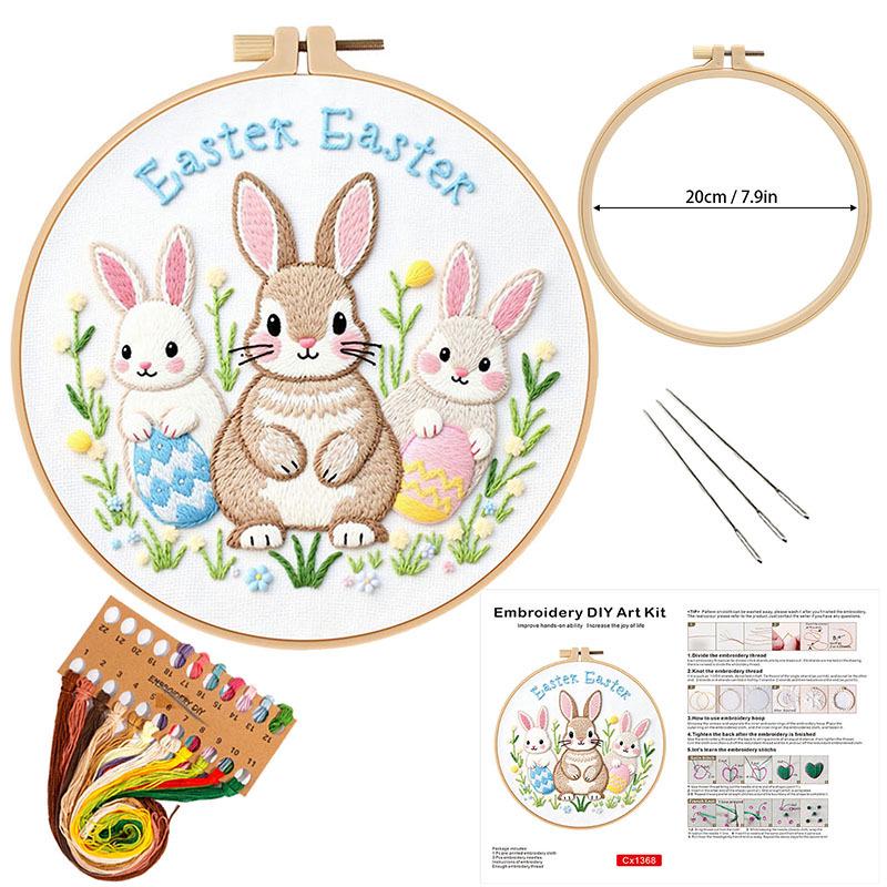 

Easter Rabbit Embroidery DIY Kit: Creative Handmade Fabric Craft Package