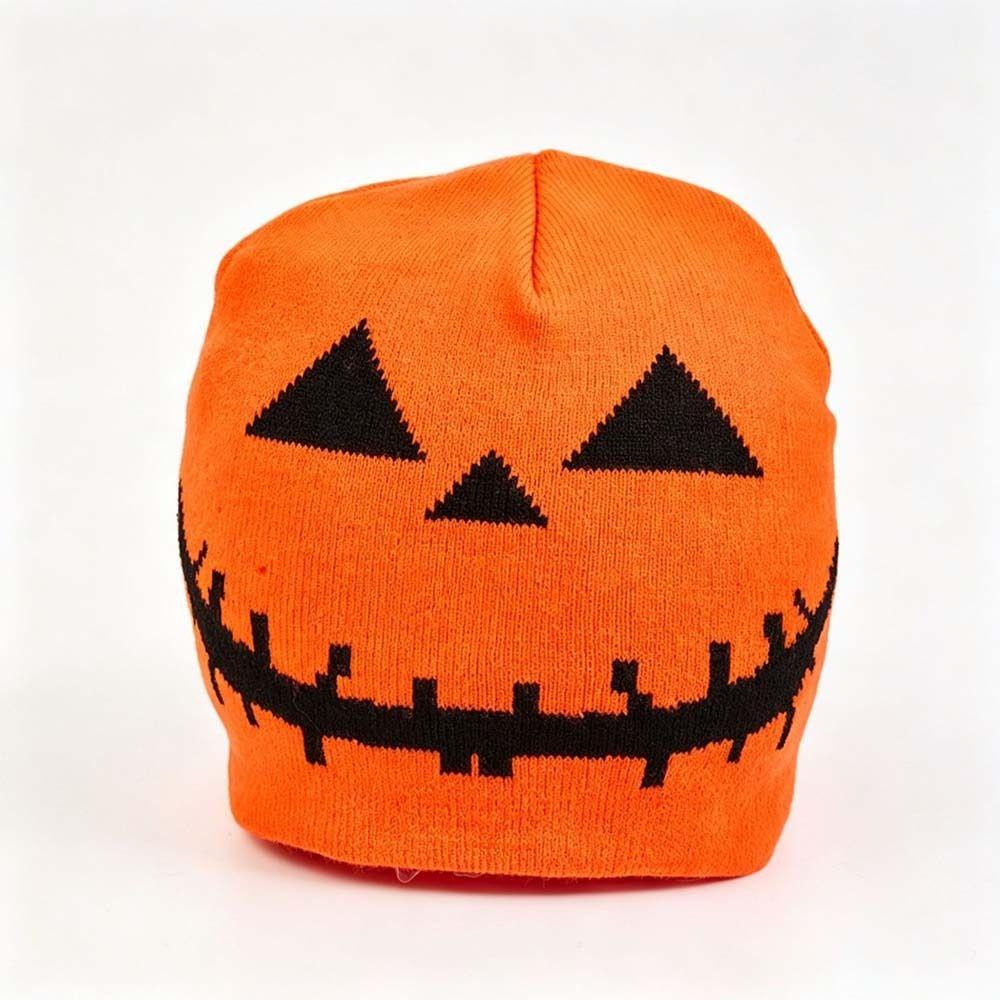 Pumpkin Orange Halloween Knitted Cap Knitted Fabric Hip Hop Skullcap Pumpkin Beanie Hat Teens