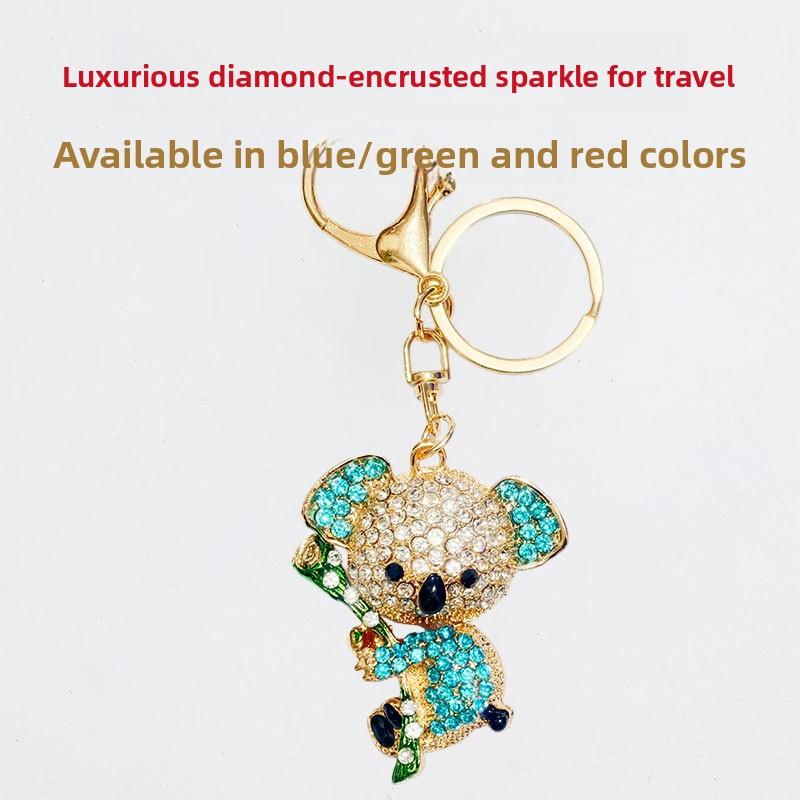 Chinese Style Bear-shaped Car Keychain, Women's Bag Hanger, Metal Keychain Ring