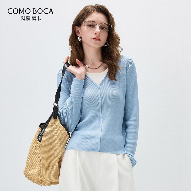 Comon Boca Women's Lyocell Tencel Faux Two-Piece Long Sleeve Knit Top