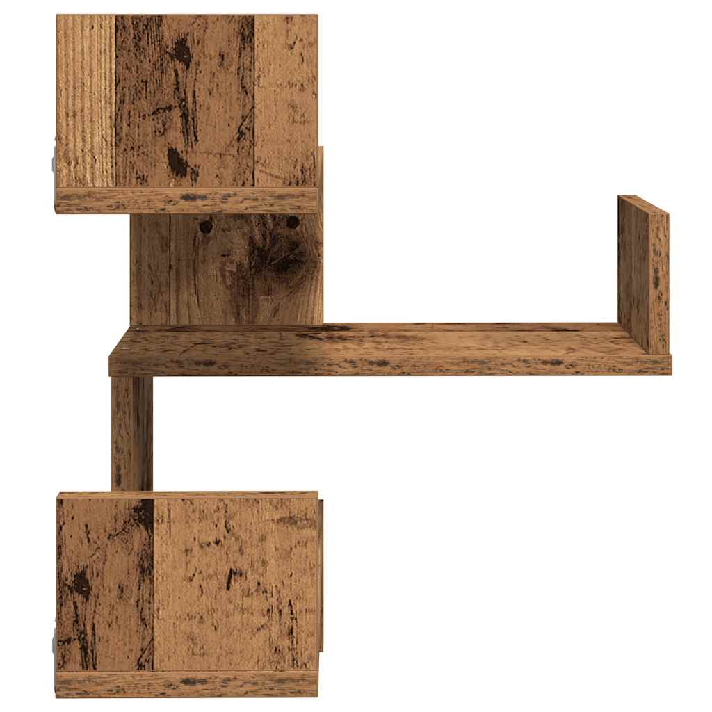 Vintage wooden corner shelf, creative design irregular wall shelf, artistic wall-mounted decorative storage rack, 40x40x49,5 cm