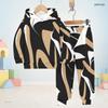Kids Boys Girls Hooded Long Sleeve Striped Printed Sweatshirt Cuffed Pants Two Piece Set