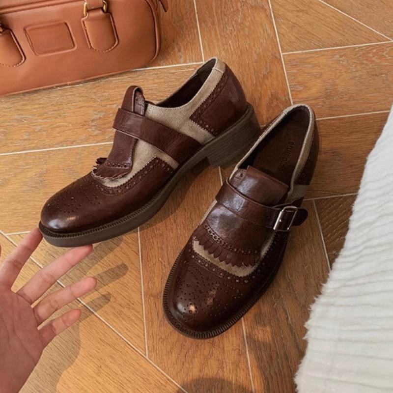 Britský styl Retro Dámské boty Boty na silném podpatku