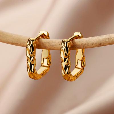 Vintage U-Shape Square Hoop Earrings For Women Stainless Steel Geometric Square Earring Femme Wedding Aesthetic Jewerly Gift