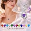 Birthstone Accent Infinity Heart Necklace Zircon Inlay Fashion Necklace  Birthday Anniversary Gift