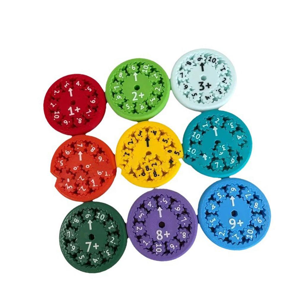 9Pcs Math Facts Fidget Educational Learning Rotary Toy Whirligig for Kids Chat Game Addition