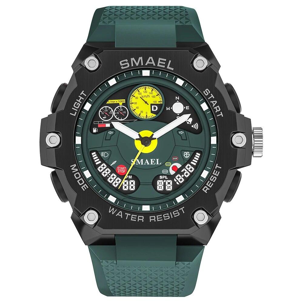 Orologio Digitale Uomo Findtime Sportivo - 5 ATM Impermeabile, Con Doppio Tempo, Cronometro E Sveglia. Design Analogico/digitale, Cassa 48mm. Regalo Perfetto Per Ragazzi.