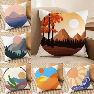 Classic Sunrise Cartoon Cushion Cover Soft Plush DoubleSided Printed Sofa Pillow Cushion Cover  AllSeason Durable Decor Gift