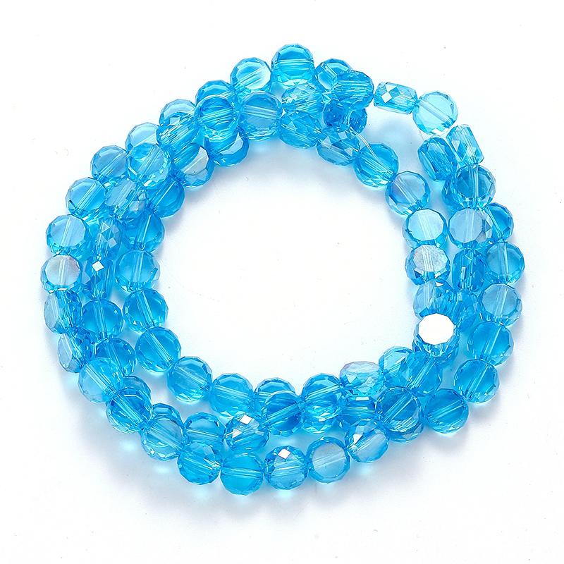 Flat Round Glass Beads Transparent Faceted Glass Spacers Colorful Coin Beads Crystal Loose Beads for Jewelry Making DIY Bracelet