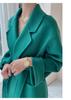 Double-Sided Cashmere Wool Coat: Women's Korean-Style Loose Hepburn Jacket with Suit Collar in Green.