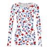 Women’s Casual Long Sleeve Ribbed Crew Neck Top with Floral Print Pullover Lightweight Stretchy Knitwear for Daily Wear