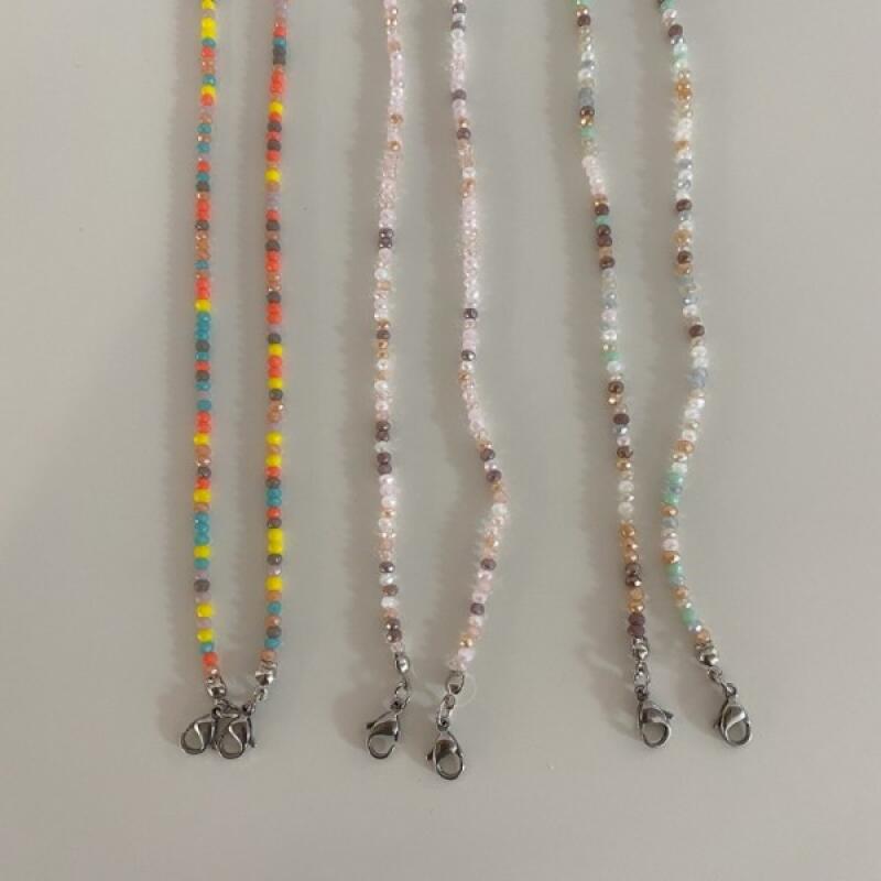 

Pastel Bead Mask String Necklace Strap pink + purple