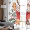 Christmas Poinsettia Gingerbread Man Sheer Curtains Christmas Home Decorations Window Tulle Curtains for Living Room Bedroom
