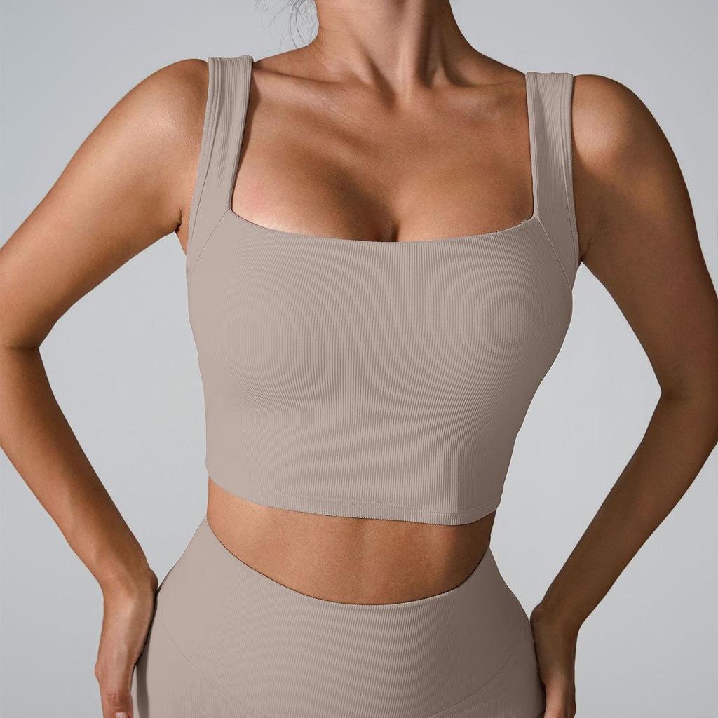 2024 Quick-Dry Shockproof Yoga Vest with Fixed Cup and Hollow Back Design