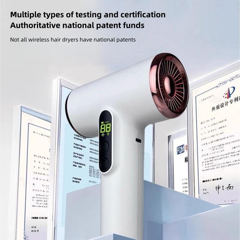 USB Rechargeable Wireless Hair Dryer With High Wind Power For Children/Students/Travel, Portable Outdoor Plug Free Hair Dryer