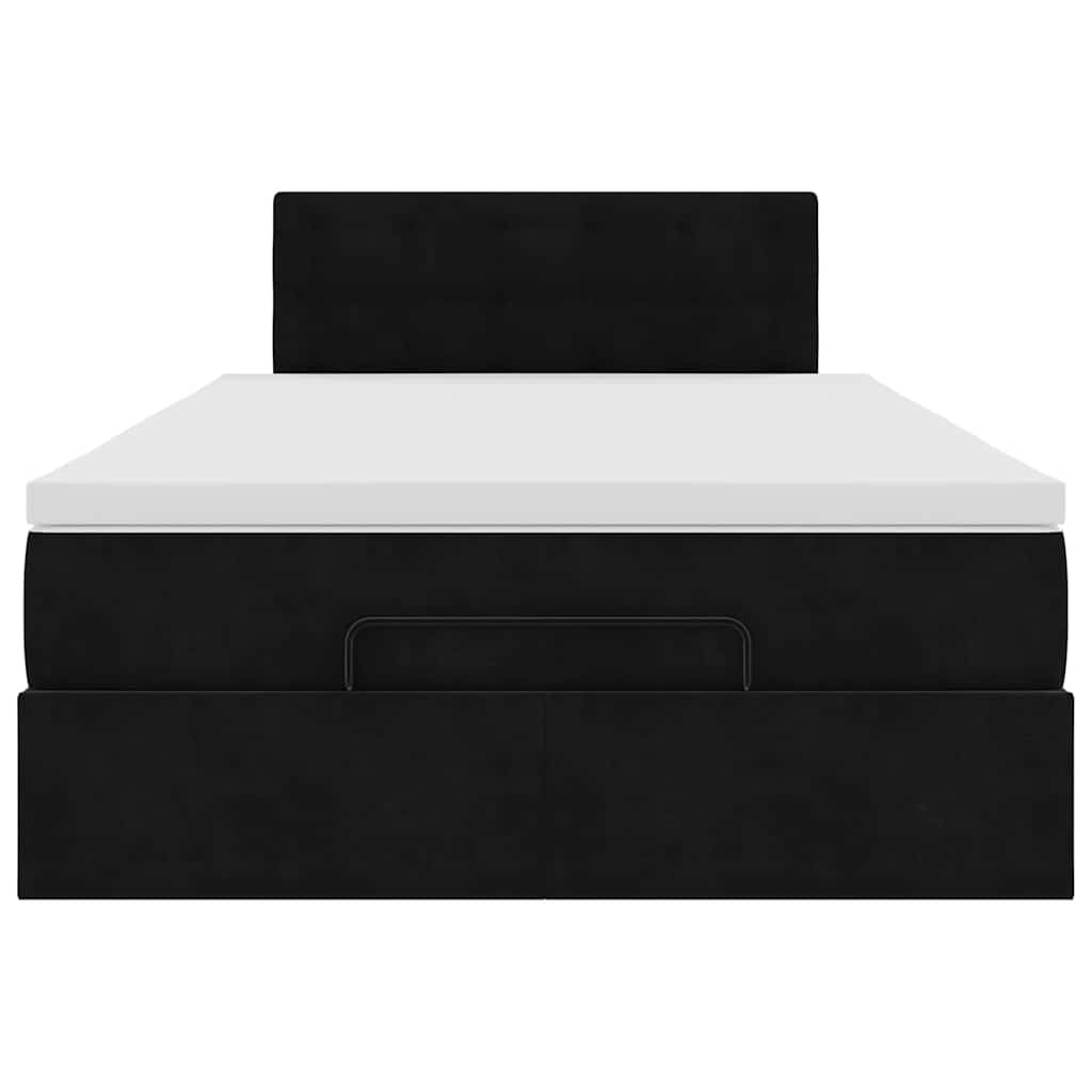 Ottoman Bed with Mattress Black 120x190 cm Velvet