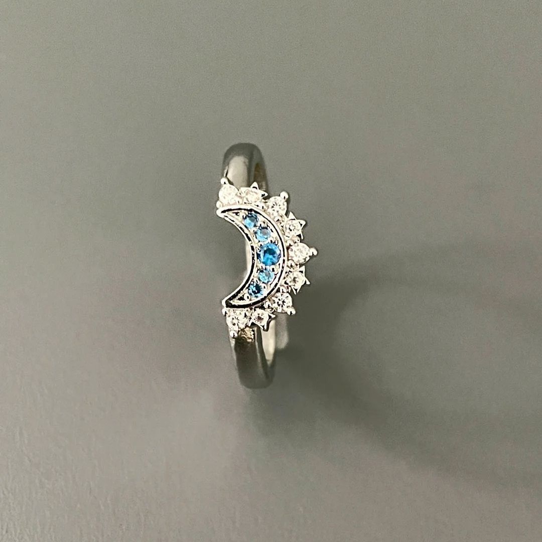 

1 Pcs New Adjustable Sun And Moon Overlapping Wear Ring For Women Girls Sparkling Couple Rings Set Finger Wedding Jewelry Gifts