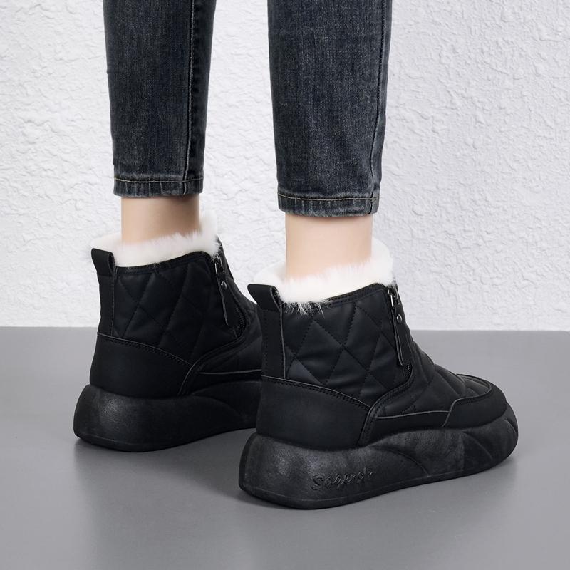 34-42 Women's Winter Plus Size Fashionable Double Zipper Thick Soled High Top Cotton Shoes Women's Snow Boots