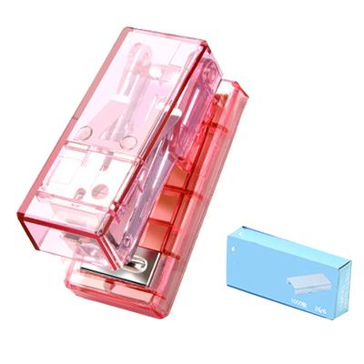 Mini Stapler Cute Portable Semitransparent Steel Construction Save Effort Office Desktop Stapler for School Office