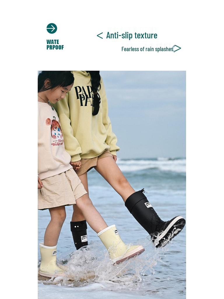 Wasserdichte Mid-Calf Anti-Rutsch Stiefel mit Kordelzug für Alle Jahreszeiten - Eltern-Kind-Stil Japanische Gummistiefel für Männer